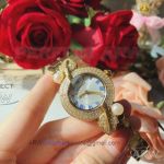 Perfect Replica Cartier Ballon Bleu All Gold Diamond Bezel Blue Roman Markers 28mm Watch